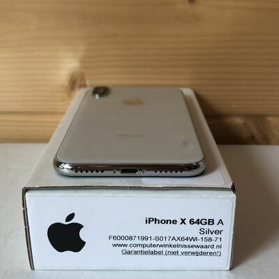 nieuwstaat Apple iPhone X 10 64GB zilver 5.8 inch simlockvrij + 12 maanden garantie