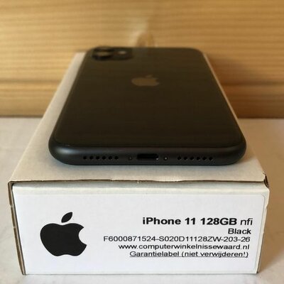 nieuwstaat Apple IPhone 11 128GB zwart 6.1" + 12 maanden garantie